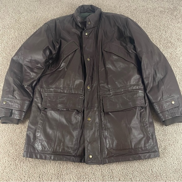 Vintage Eddie Bauer Leather Jacket Men's M Brown Goose Down Bomber Heritage